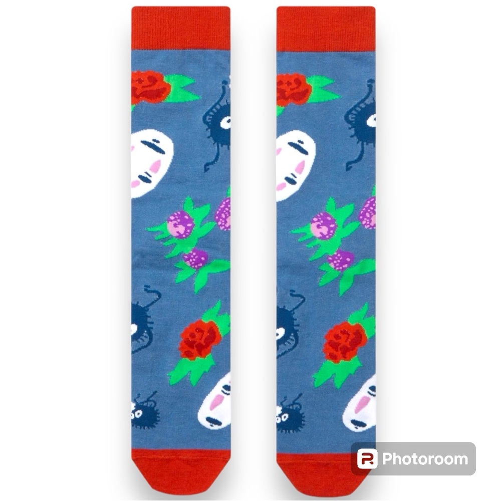 Studio Ghibli Spirited Away No-Face & Soot Sprites Allover Print Crew Socks